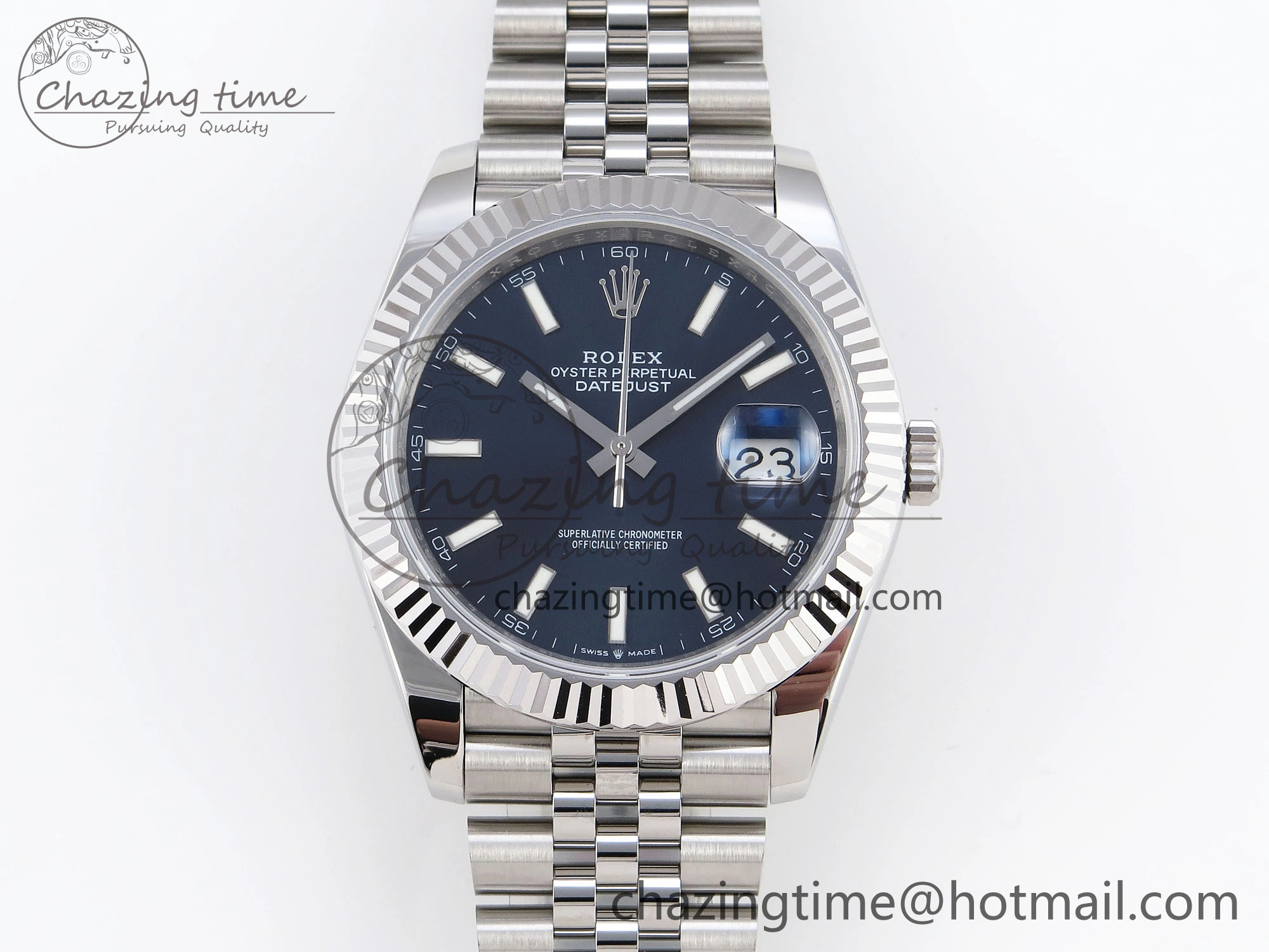 Original DateJust 41mm 126334 904 SS ARF 1:1 Best Edition Blue Dial Sticks Markers on Jubilee Bracelet SH 1864