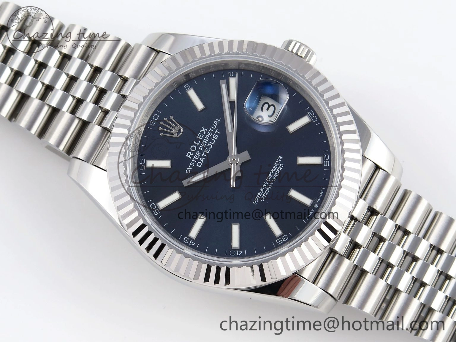 Original DateJust 41mm 126334 904 SS ARF 1:1 Best Edition Blue Dial Sticks Markers on Jubilee Bracelet SH 1864