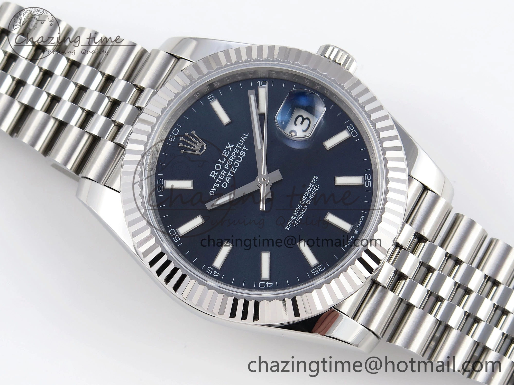 Original DateJust 41mm 126334 904 SS ARF 1:1 Best Edition Blue Dial Sticks Markers on Jubilee Bracelet SH 1864