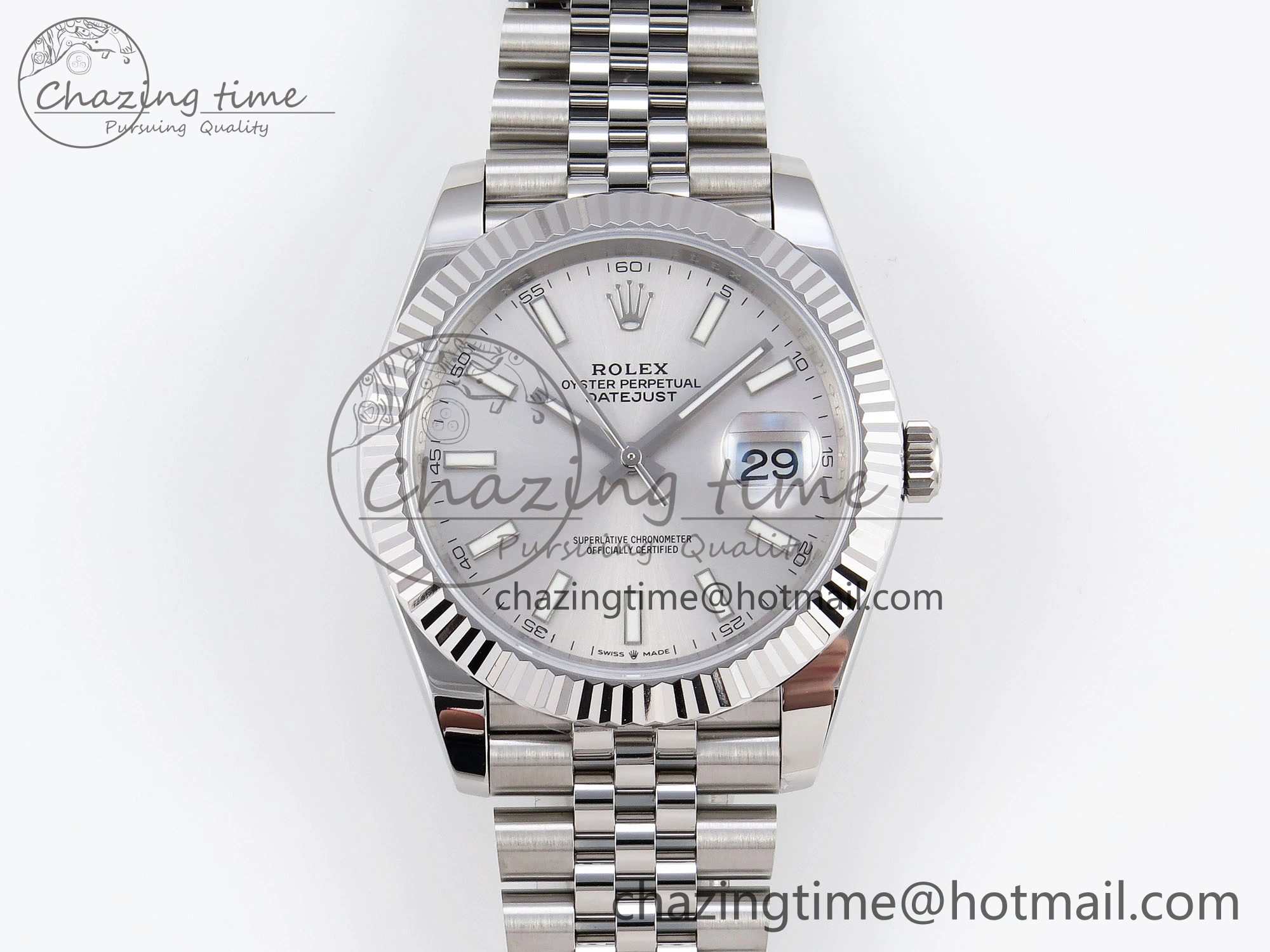 HighQuality DateJust 41mm 126334 904 SS ARF 1:1 Best Edition Silver Dial Sticks Markers on Jubilee Bracelet SH 1867