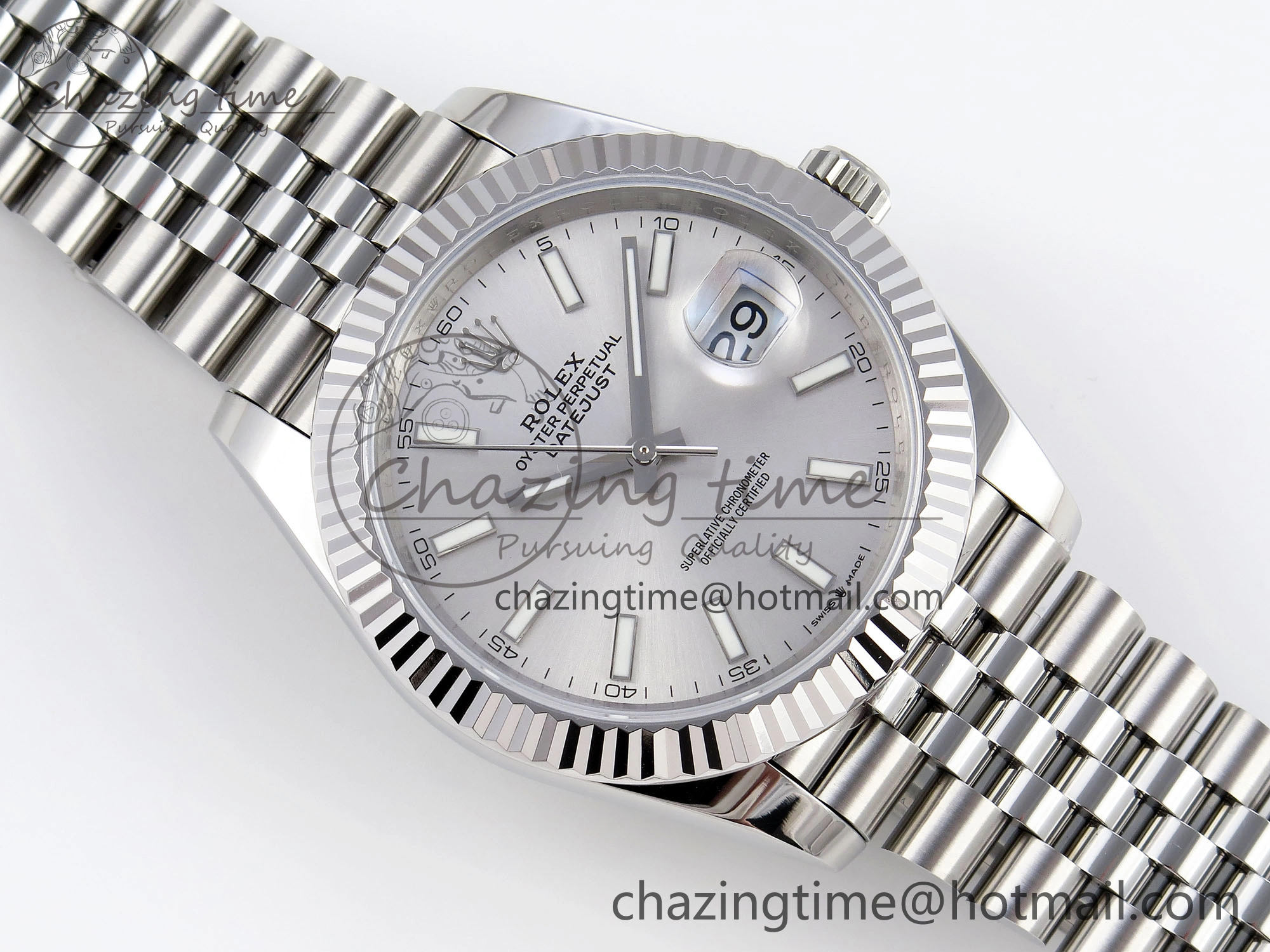 HighQuality DateJust 41mm 126334 904 SS ARF 1:1 Best Edition Silver Dial Sticks Markers on Jubilee Bracelet SH 1867