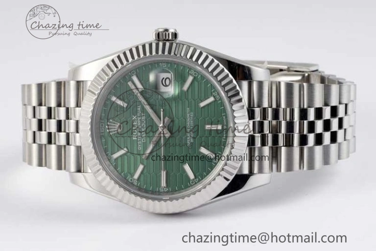 DateJust 41mm 126334 DIWF 1:1 Best Edition 904L Steel Green Fluted Dial on Jubilee Bracelet SA Elegant 2308