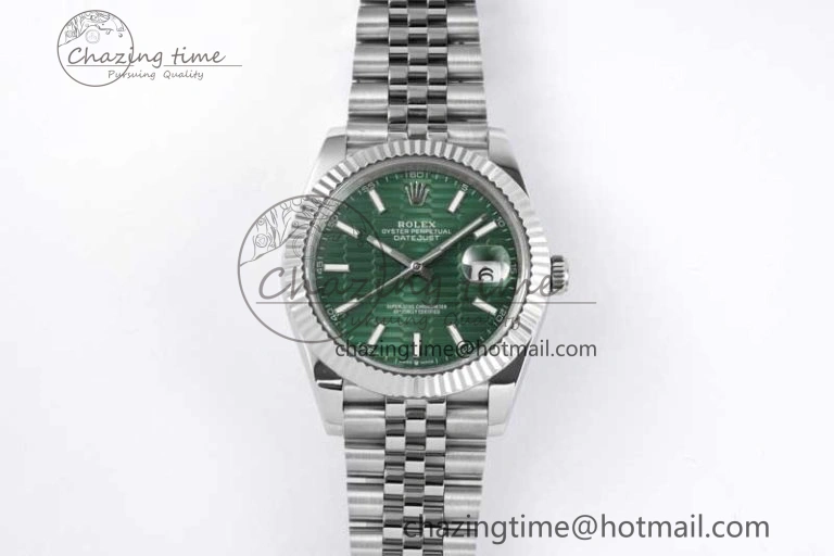 DateJust 41mm 126334 DIWF 1:1 Best Edition 904L Steel Green Fluted Dial on Jubilee Bracelet SA Elegant 2308