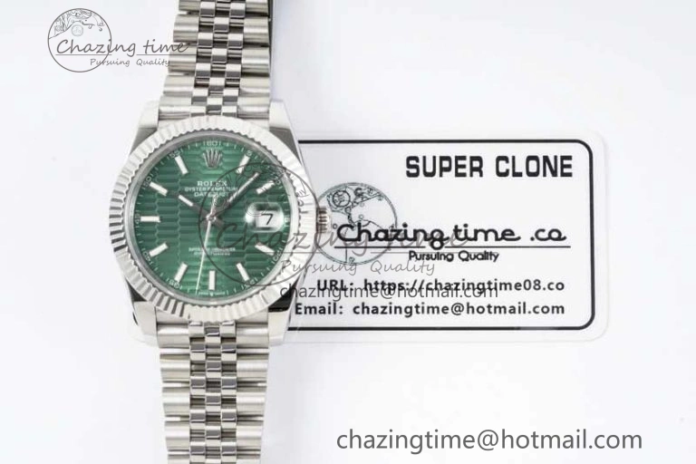 DateJust 41mm 126334 DIWF 1:1 Best Edition 904L Steel Green Fluted Dial on Jubilee Bracelet SA Elegant 2308