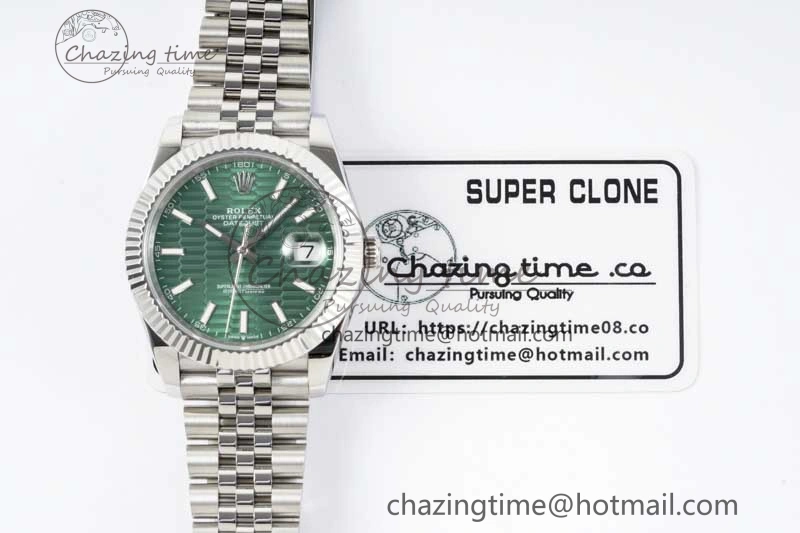 DateJust 41mm 126334 DIWF 1:1 Best Edition 904L Steel Green Fluted Dial on Jubilee Bracelet SA Elegant 2308