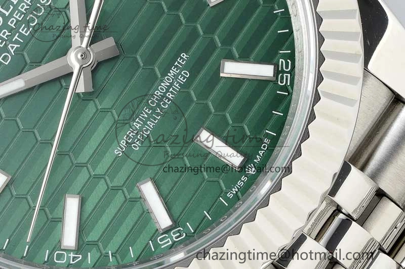 DateJust 41mm 126334 DIWF 1:1 Best Edition 904L Steel Green Fluted Dial on Jubilee Bracelet SA Elegant 2308
