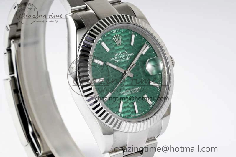 DateJust 41mm 126334 DIWF 1:1 Best Edition 904L Steel Green Fluted Dial on Oyster Bracelet SA TimelessDesign 2307