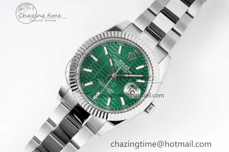 DateJust 41mm 126334 DIWF 1:1 Best Edition 904L Steel Green Fluted Dial on Oyster Bracelet SA TimelessDesign 2307