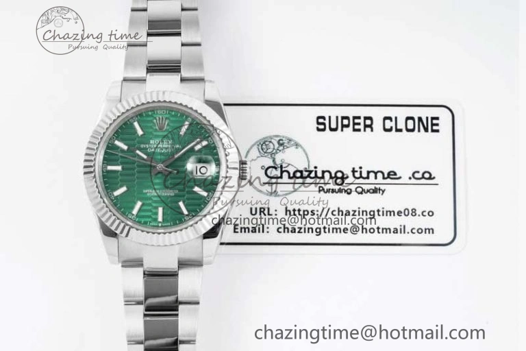 DateJust 41mm 126334 DIWF 1:1 Best Edition 904L Steel Green Fluted Dial on Oyster Bracelet SA TimelessDesign 2307