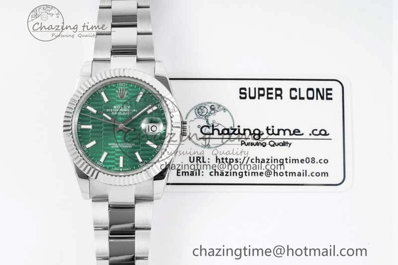 DateJust 41mm 126334 DIWF 1:1 Best Edition 904L Steel Green Fluted Dial on Oyster Bracelet SA TimelessDesign 2307