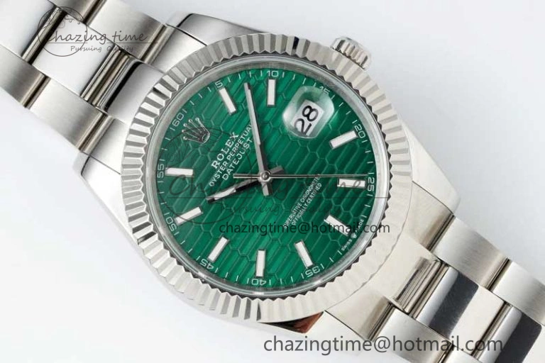 DateJust 41mm 126334 DIWF 1:1 Best Edition 904L Steel Green Fluted Dial on Oyster Bracelet SA TimelessDesign 2307