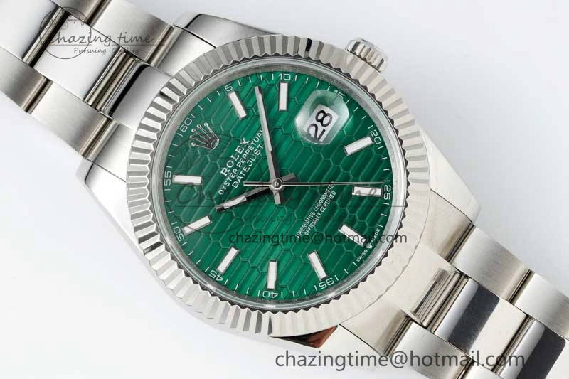 DateJust 41mm 126334 DIWF 1:1 Best Edition 904L Steel Green Fluted Dial on Oyster Bracelet SA TimelessDesign 2307