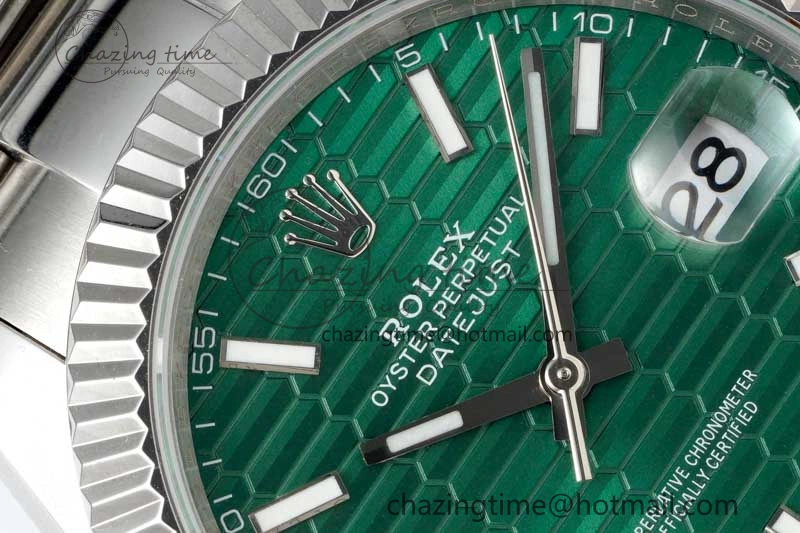 DateJust 41mm 126334 DIWF 1:1 Best Edition 904L Steel Green Fluted Dial on Oyster Bracelet SA TimelessDesign 2307