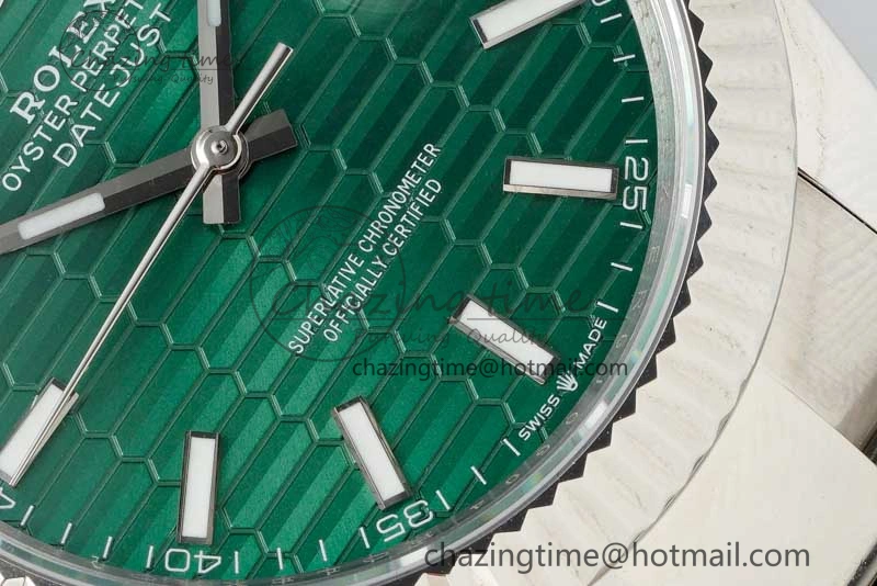DateJust 41mm 126334 DIWF 1:1 Best Edition 904L Steel Green Fluted Dial on Oyster Bracelet SA TimelessDesign 2307