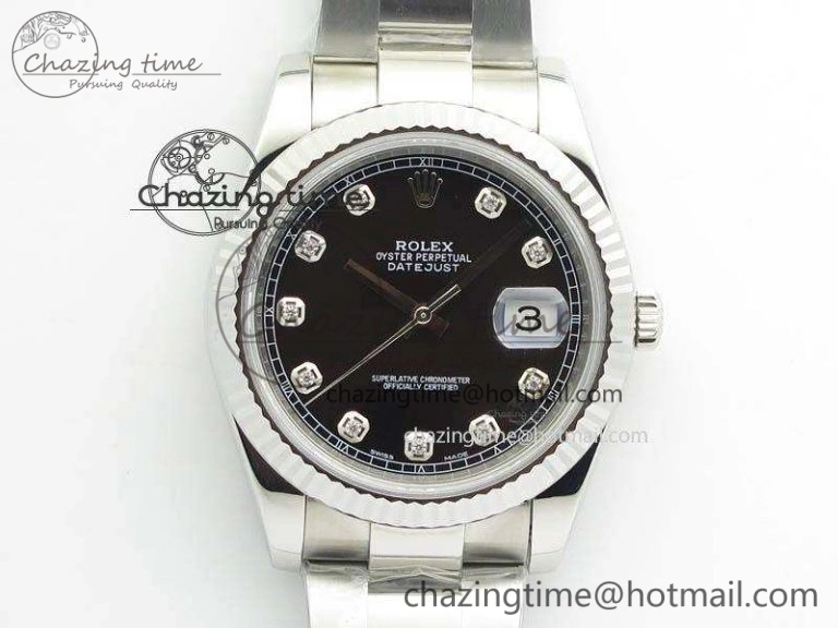 DateJust 41mm 126334 Noob 1:1 Best Edition Fluted Bezel Black Diam Dial On SS Oyster Bracelet A Sporty 3580