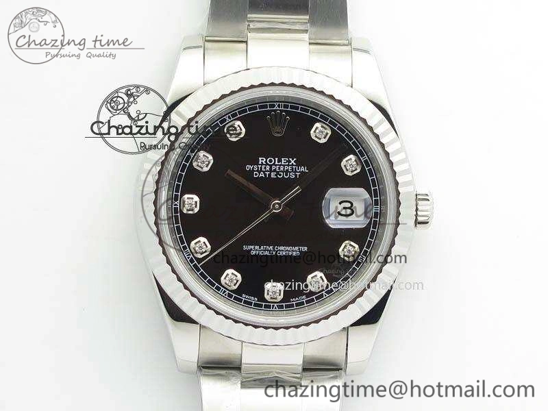 DateJust 41mm 126334 Noob 1:1 Best Edition Fluted Bezel Black Diam Dial On SS Oyster Bracelet A Sporty 3580