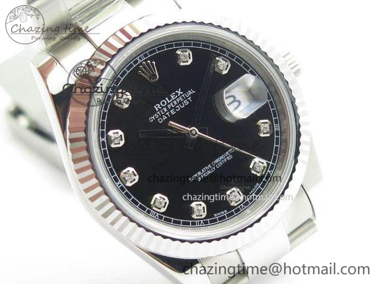 DateJust 41mm 126334 Noob 1:1 Best Edition Fluted Bezel Black Diam Dial On SS Oyster Bracelet A Sporty 3580