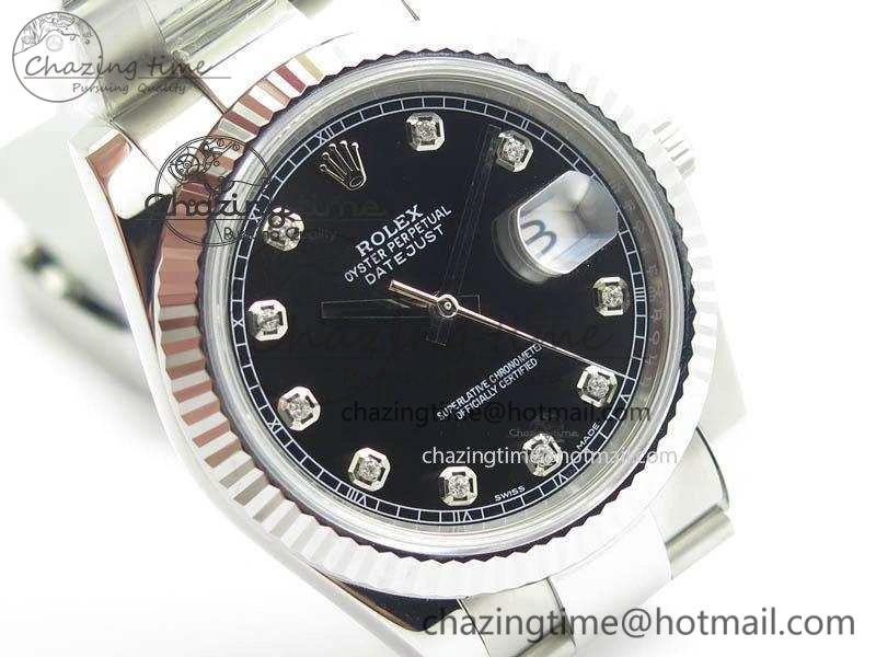 DateJust 41mm 126334 Noob 1:1 Best Edition Fluted Bezel Black Diam Dial On SS Oyster Bracelet A Sporty 3580