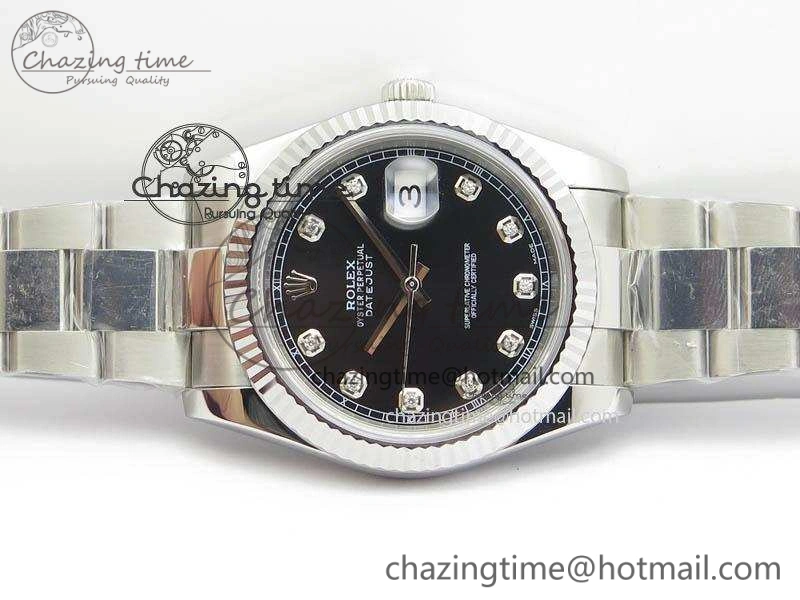 DateJust 41mm 126334 Noob 1:1 Best Edition Fluted Bezel Black Diam Dial On SS Oyster Bracelet A Sporty 3580