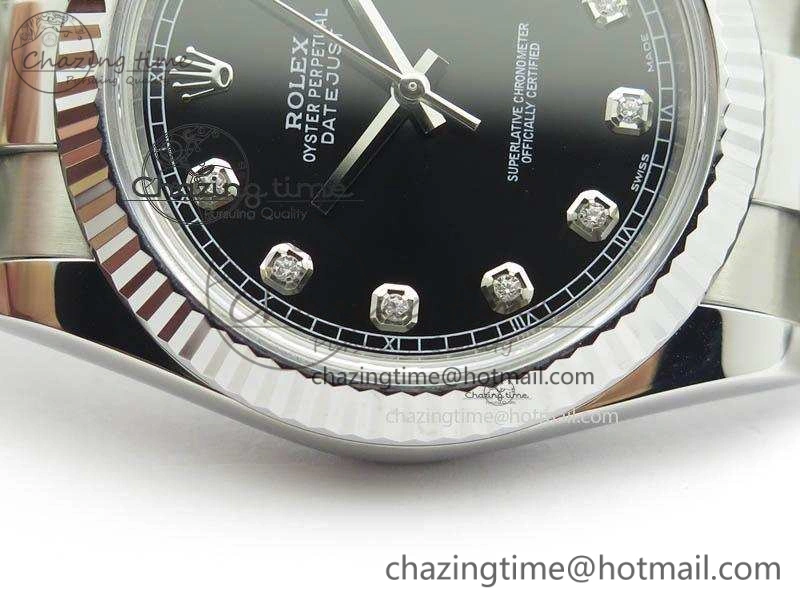 DateJust 41mm 126334 Noob 1:1 Best Edition Fluted Bezel Black Diam Dial On SS Oyster Bracelet A Sporty 3580