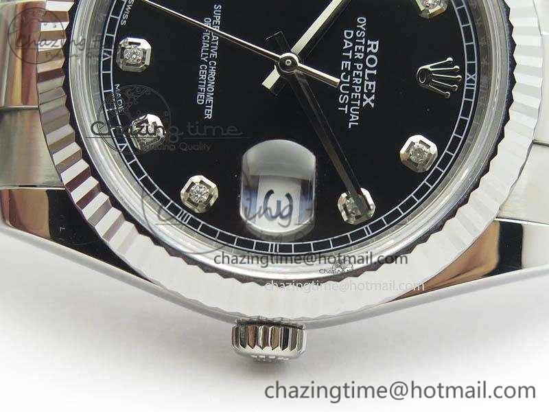 DateJust 41mm 126334 Noob 1:1 Best Edition Fluted Bezel Black Diam Dial On SS Oyster Bracelet A Sporty 3580