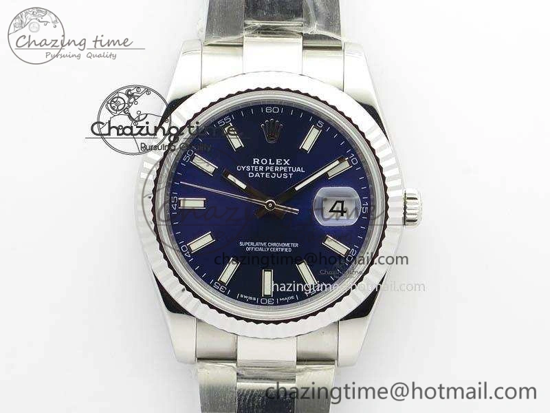 Contemporary DateJust 41mm 126334 Noob 1:1 Best Edition Fluted Bezel Blue Dial On SS Oyster Bracelet A 3586