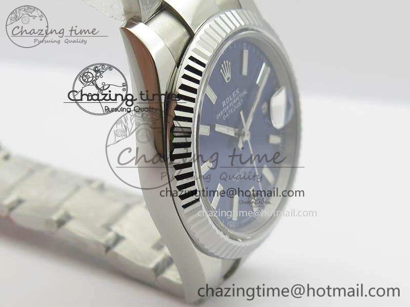 Contemporary DateJust 41mm 126334 Noob 1:1 Best Edition Fluted Bezel Blue Dial On SS Oyster Bracelet A 3586