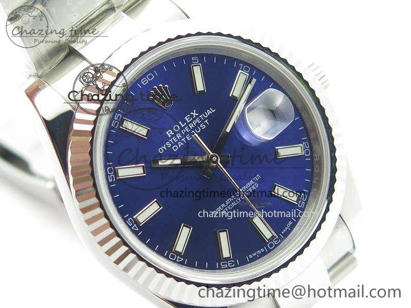 Contemporary DateJust 41mm 126334 Noob 1:1 Best Edition Fluted Bezel Blue Dial On SS Oyster Bracelet A 3586