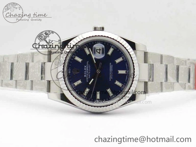 Contemporary DateJust 41mm 126334 Noob 1:1 Best Edition Fluted Bezel Blue Dial On SS Oyster Bracelet A 3586