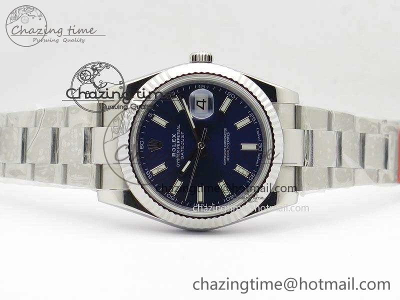 Contemporary DateJust 41mm 126334 Noob 1:1 Best Edition Fluted Bezel Blue Dial On SS Oyster Bracelet A 3586
