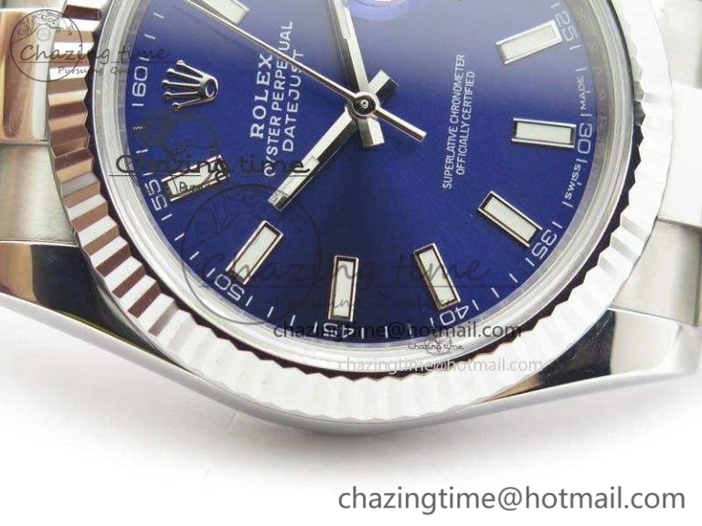 Contemporary DateJust 41mm 126334 Noob 1:1 Best Edition Fluted Bezel Blue Dial On SS Oyster Bracelet A 3586