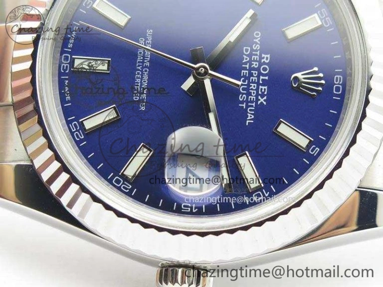 Contemporary DateJust 41mm 126334 Noob 1:1 Best Edition Fluted Bezel Blue Dial On SS Oyster Bracelet A 3586