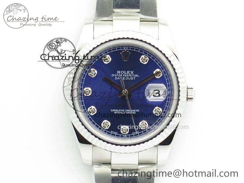 Durable DateJust 41mm 126334 Noob 1:1 Best Edition Fluted Bezel Blue Diam Dial On SS Oyster Bracelet A 3583