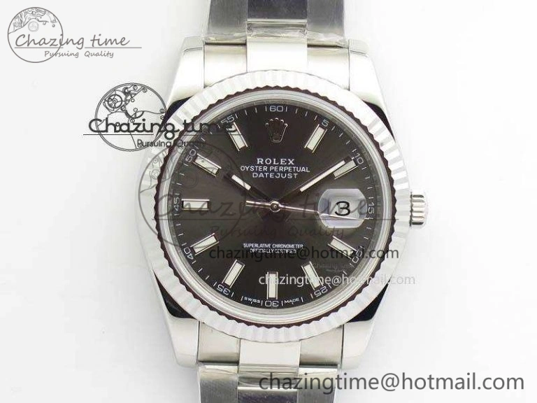 EasyCare DateJust 41mm 126334 Noob 1:1 Best Edition Fluted Bezel Gray Dial On SS Oyster Bracelet A 3589