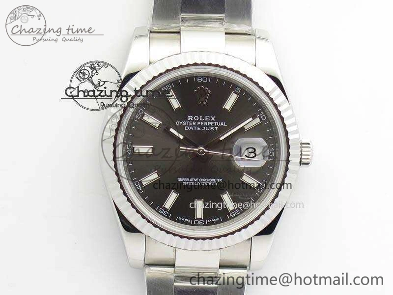 EasyCare DateJust 41mm 126334 Noob 1:1 Best Edition Fluted Bezel Gray Dial On SS Oyster Bracelet A 3589