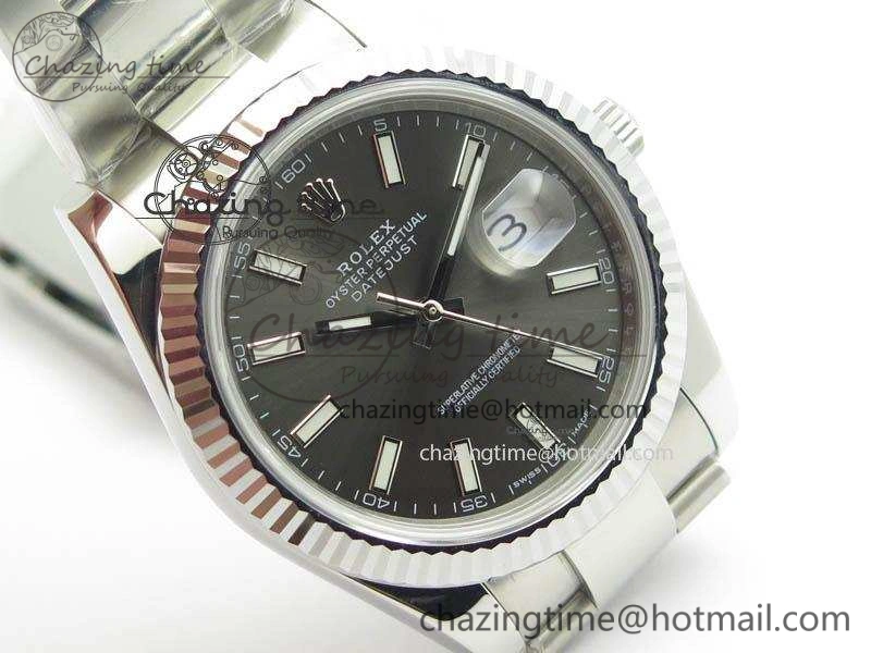 EasyCare DateJust 41mm 126334 Noob 1:1 Best Edition Fluted Bezel Gray Dial On SS Oyster Bracelet A 3589