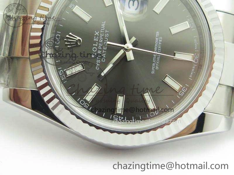 EasyCare DateJust 41mm 126334 Noob 1:1 Best Edition Fluted Bezel Gray Dial On SS Oyster Bracelet A 3589