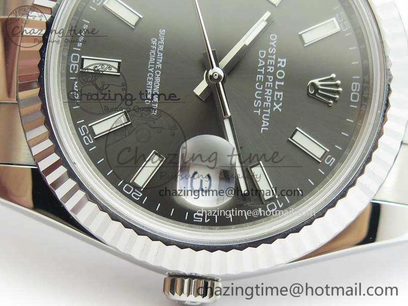 EasyCare DateJust 41mm 126334 Noob 1:1 Best Edition Fluted Bezel Gray Dial On SS Oyster Bracelet A 3589