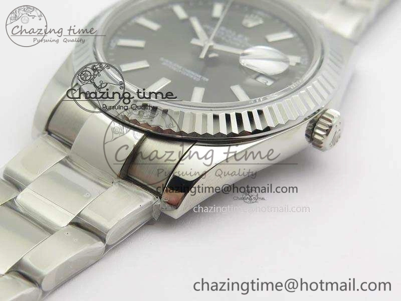 EasyCare DateJust 41mm 126334 Noob 1:1 Best Edition Fluted Bezel Gray Dial On SS Oyster Bracelet A 3589