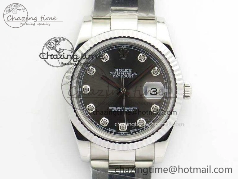 MoistureWicking DateJust 41mm 126334 Noob 1:1 Best Edition Fluted Bezel Gray Diam Dial On SS Oyster Bracelet A 3585