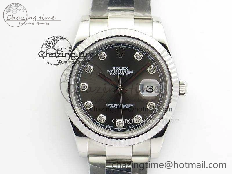 MoistureWicking DateJust 41mm 126334 Noob 1:1 Best Edition Fluted Bezel Gray Diam Dial On SS Oyster Bracelet A 3585