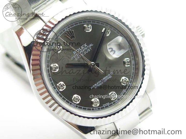 MoistureWicking DateJust 41mm 126334 Noob 1:1 Best Edition Fluted Bezel Gray Diam Dial On SS Oyster Bracelet A 3585