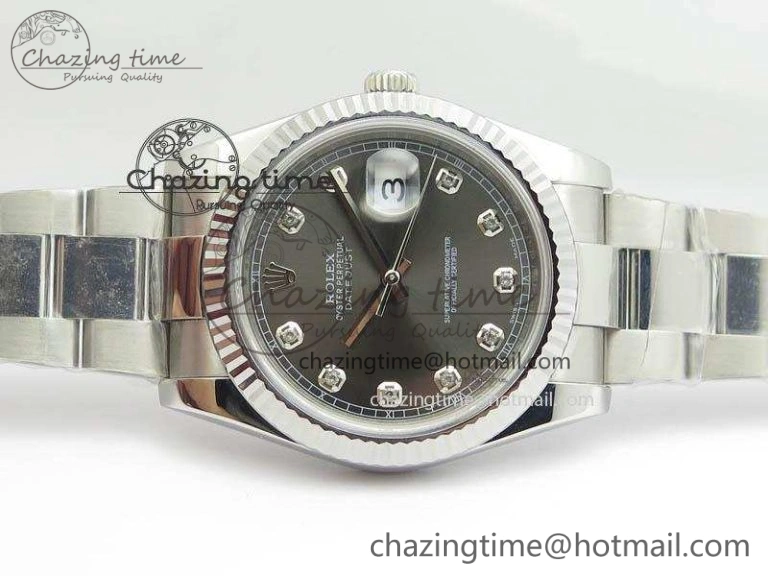 MoistureWicking DateJust 41mm 126334 Noob 1:1 Best Edition Fluted Bezel Gray Diam Dial On SS Oyster Bracelet A 3585