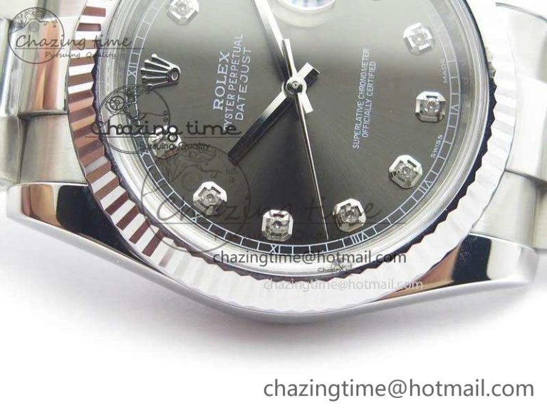 MoistureWicking DateJust 41mm 126334 Noob 1:1 Best Edition Fluted Bezel Gray Diam Dial On SS Oyster Bracelet A 3585