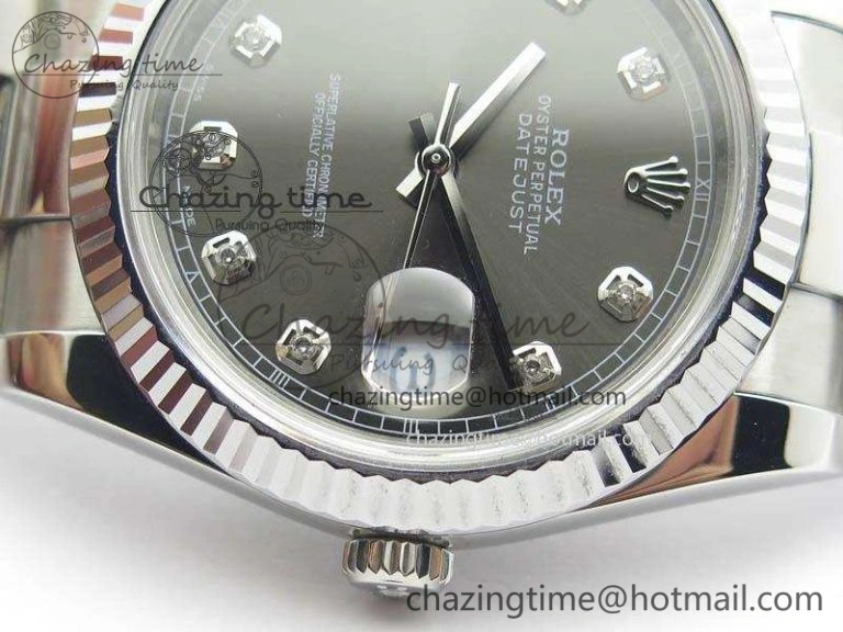 MoistureWicking DateJust 41mm 126334 Noob 1:1 Best Edition Fluted Bezel Gray Diam Dial On SS Oyster Bracelet A 3585