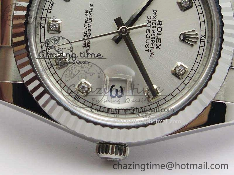 DateJust 41mm 126334 Noob 1:1 Best Edition Fluted Bezel Silver Diam Dial On SS Oyster Bracelet A Packable 3581