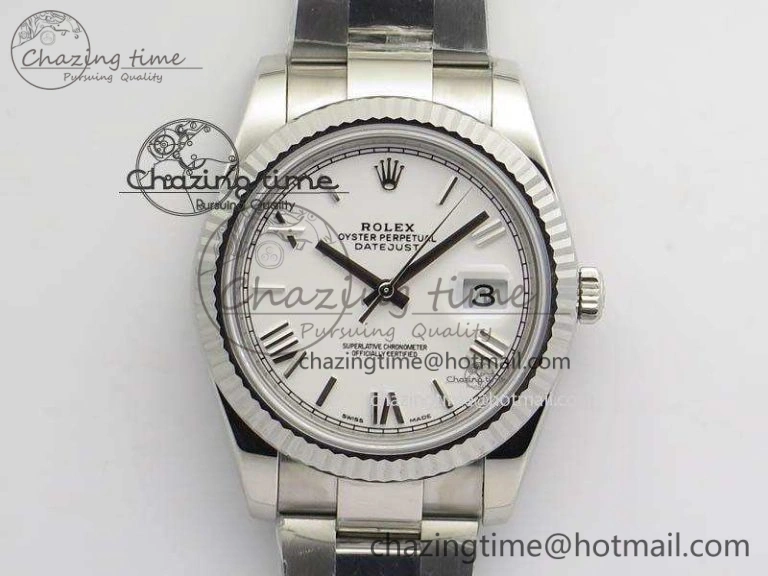 Soft DateJust 41mm 126334 Noob 1:1 Best Edition Fluted Bezel White Roman Dial On SS Oyster Bracelet A 3579