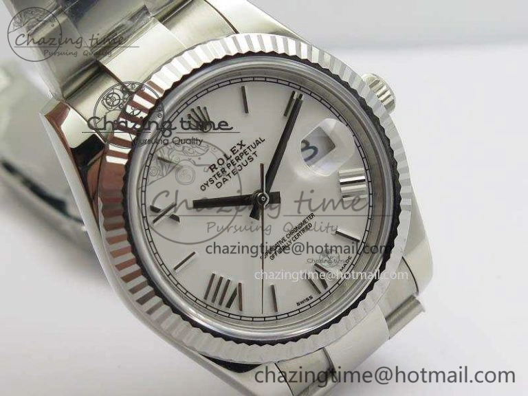 Soft DateJust 41mm 126334 Noob 1:1 Best Edition Fluted Bezel White Roman Dial On SS Oyster Bracelet A 3579