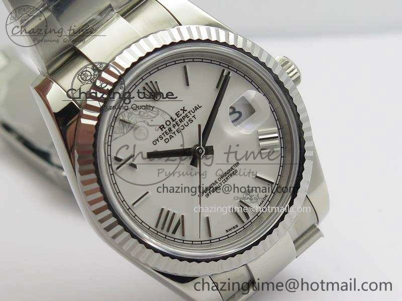 Soft DateJust 41mm 126334 Noob 1:1 Best Edition Fluted Bezel White Roman Dial On SS Oyster Bracelet A 3579