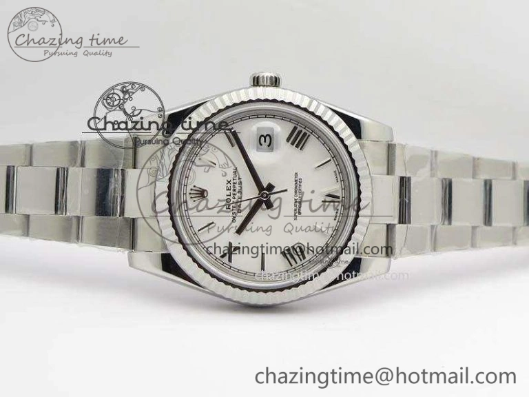 Soft DateJust 41mm 126334 Noob 1:1 Best Edition Fluted Bezel White Roman Dial On SS Oyster Bracelet A 3579